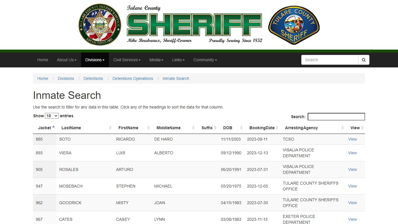 Inmate Search - Tulare County Sheriff